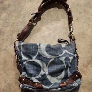Coach Blue and Brown Shoulder Bag